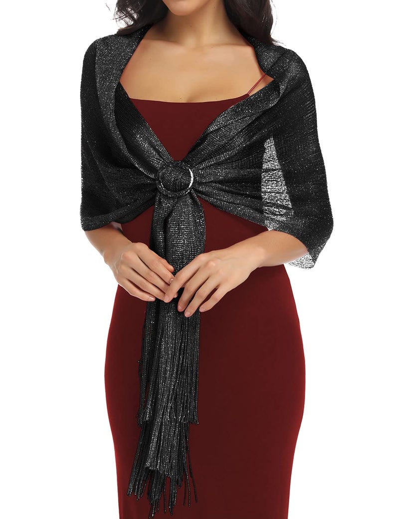 BANETTETA Black Shawls and Wraps for Evening Dresses - Women's Formal Shawl Wrap - Image 1